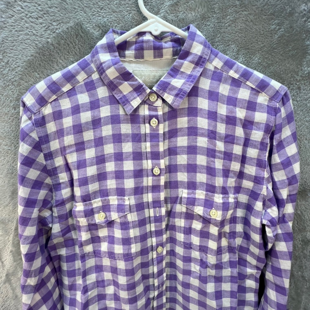 Banana‎ Republic Soft Wash Shirt Mens L Purple Gingham Preppy Coastal Weekend